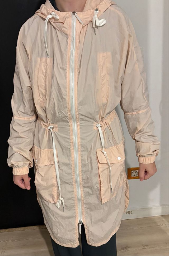 Cortavientos/Chubasquero Mujer Rosa y Blanco