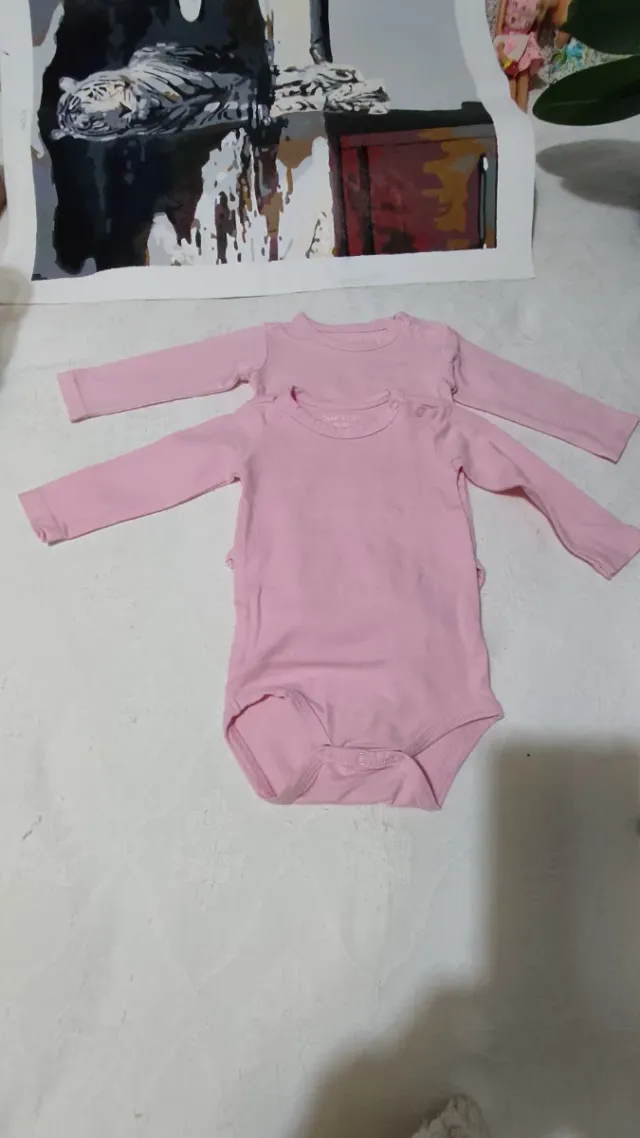 Lote 2 bodies bebé manga larga rosa