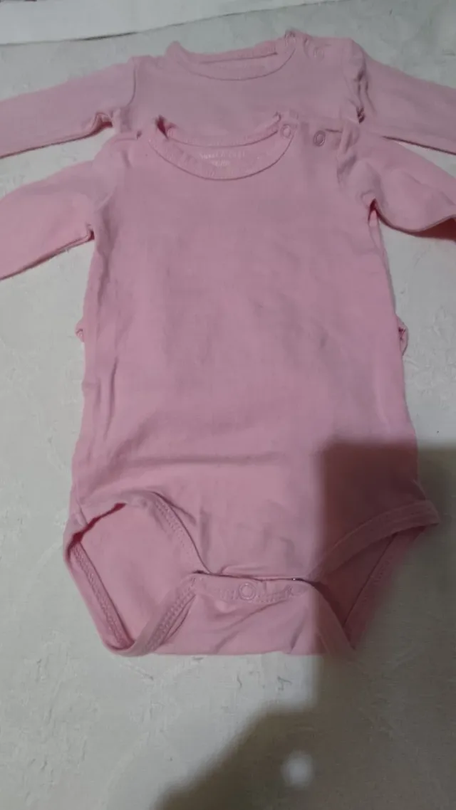 Lote 2 bodies bebé manga larga rosa