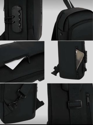 Bolso Pecho Impermeable Oxford Negro/Marrón