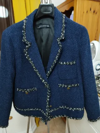 Chaqueta Zara azul tweed