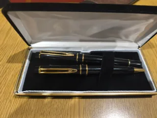 Pluma y bolígrafo chapado en oro GA