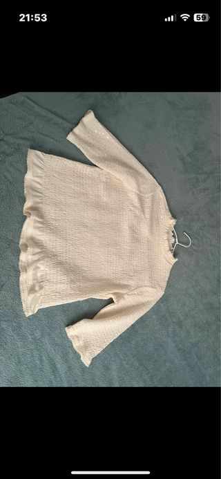 Top DKNY Beige/Blanco Talla M