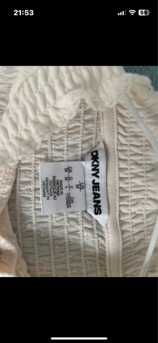 Top DKNY Beige/Blanco Talla M