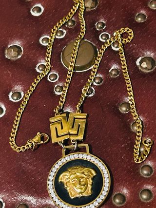 Collar Versace Acero Dorado y Negro