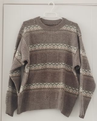 Jersey lana cuello redondo estampado talla M