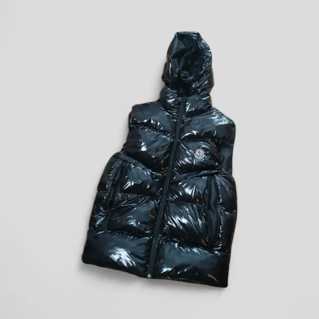 Moncler Gilet Nero Lucido Cappuccio