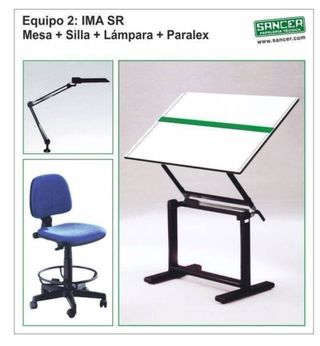 Tavolo da disegno architettura SANCER + Sedia + Lampada