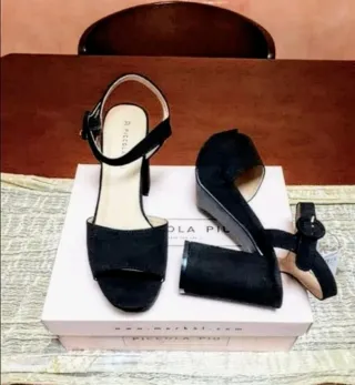 Sandalias Tacón Símil Ante Talla 37