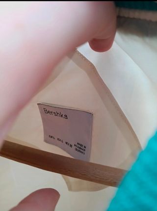 Chaqueta Beisbolera Bershka Beige y Verde