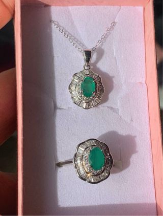Conjunto Plata Esmeraldas Naturales
