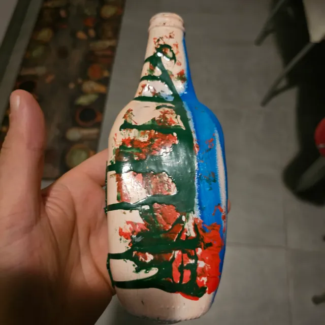 Bottiglia in vetro decorata