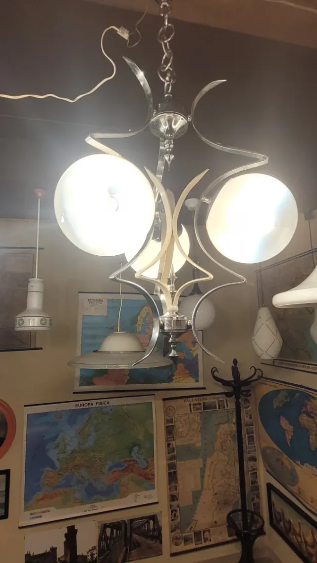 Lampada a sospensione anni '60 in acciaio