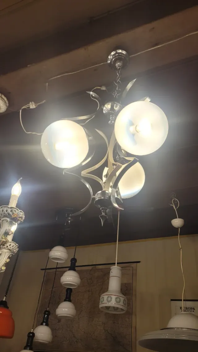 Lampada a sospensione anni '60 in acciaio