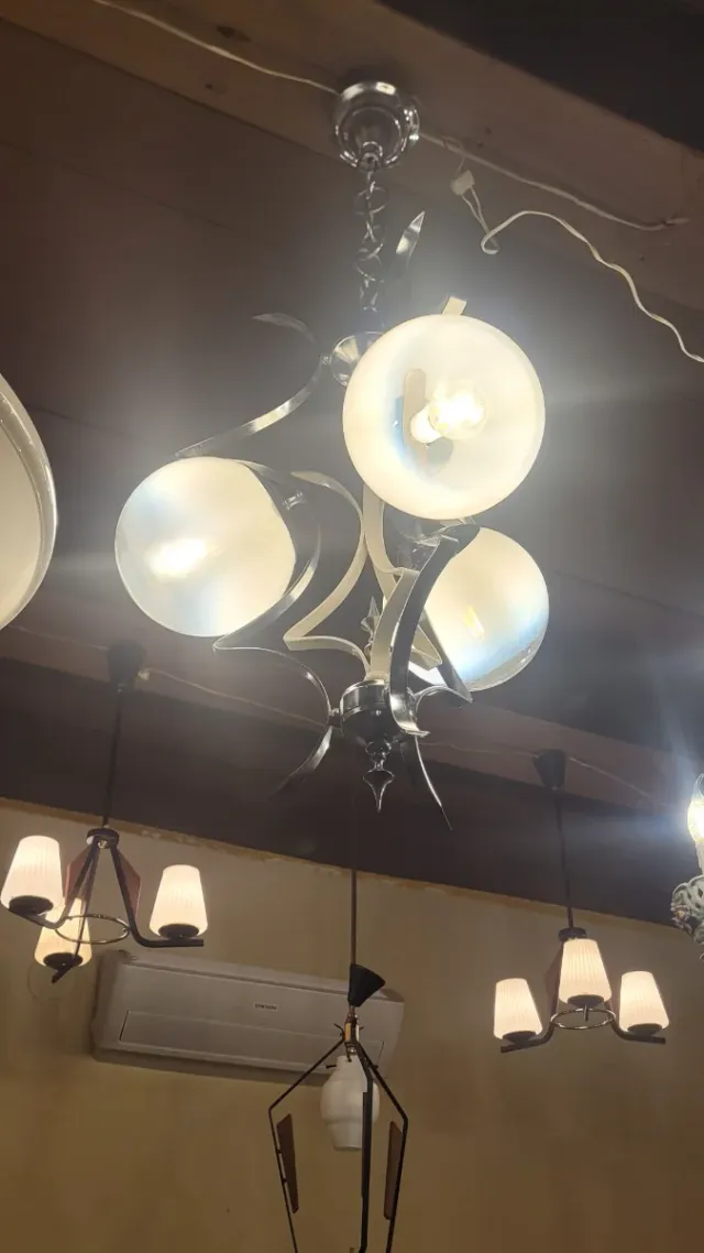 Lampada a sospensione anni '60 in acciaio