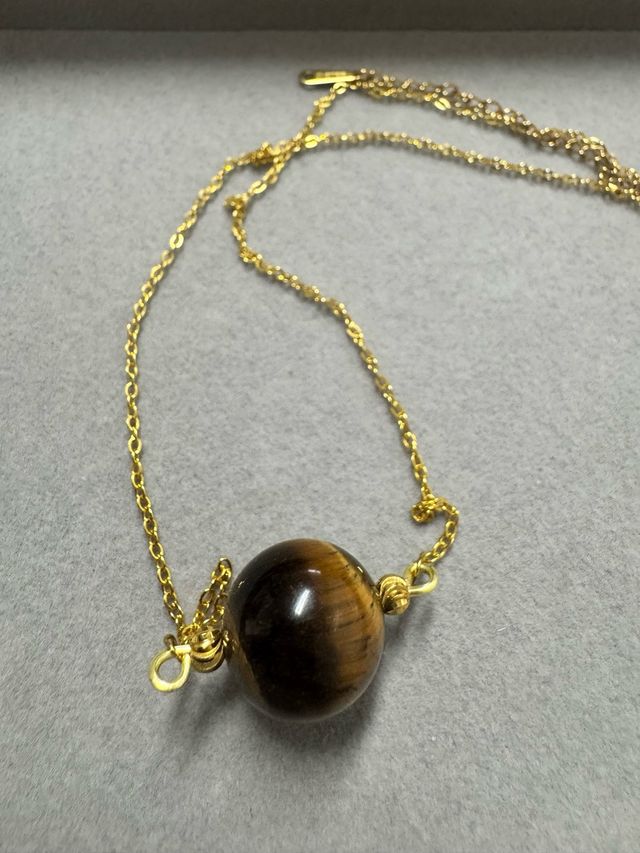 Colar Olho de Tigre Dourado