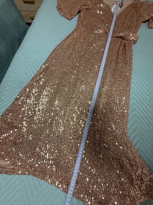 Vestido fiesta lentejuelas oro Pedro del Hierro