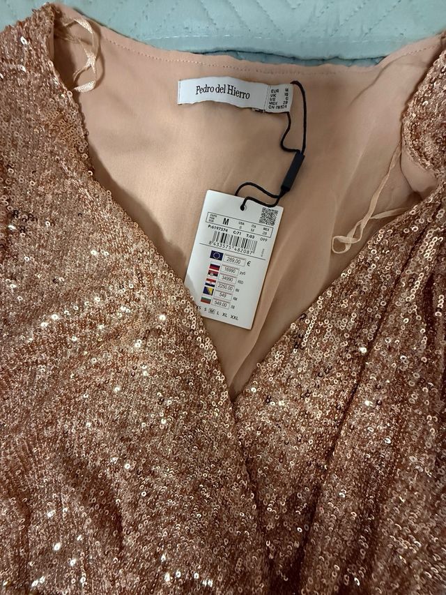 Vestido fiesta lentejuelas oro Pedro del Hierro