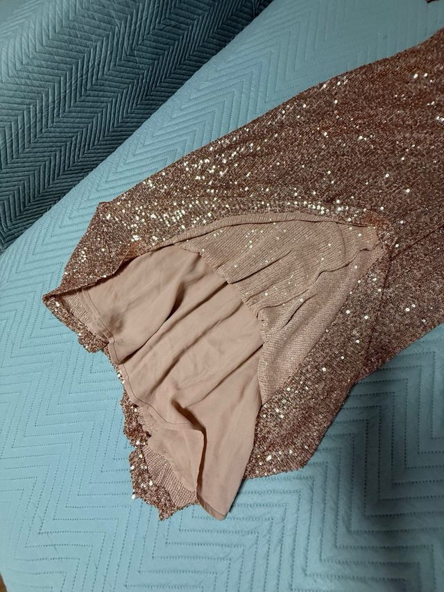 Vestido fiesta lentejuelas oro Pedro del Hierro