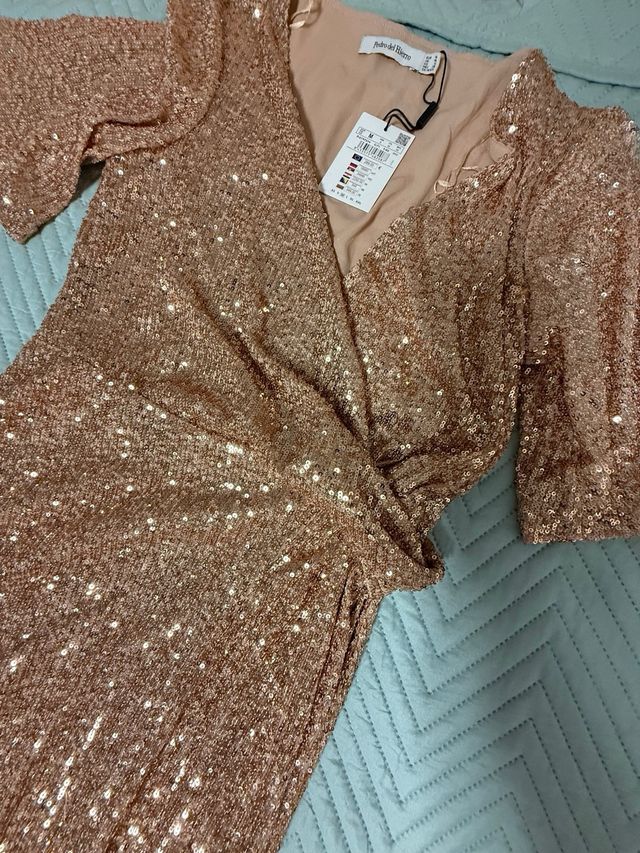 Vestido fiesta lentejuelas oro Pedro del Hierro