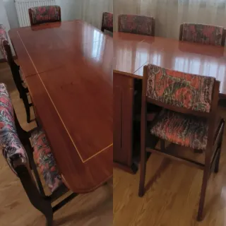 Mesa comedor extensible y 5 sillas tapizadas