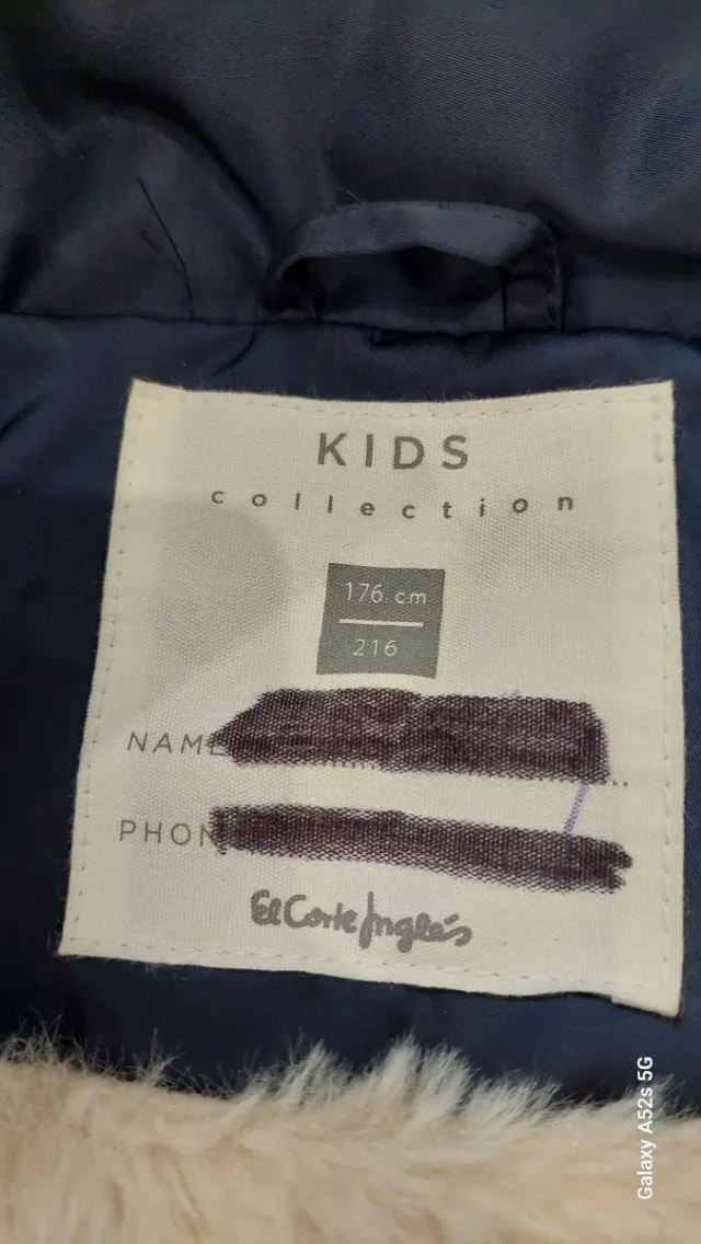 Plumífero azul marino con cinturón Talla 16