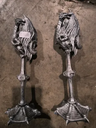 Candelieri in resina Silver Dragon