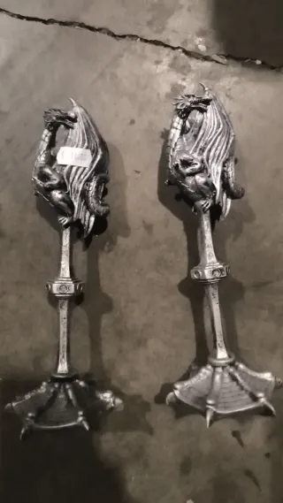 Candelieri in resina Silver Dragon