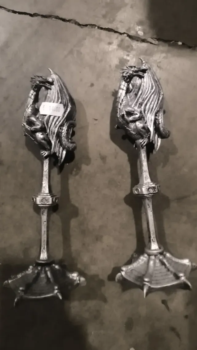 Candelieri in resina Silver Dragon