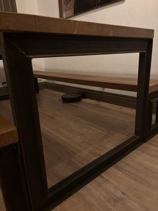 Mesa comedor roble rústico con bancos