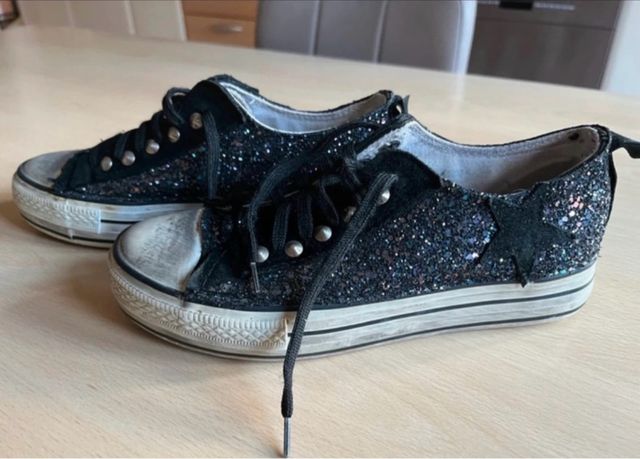 Sneakers Ovyé donna nere glitterate num 39