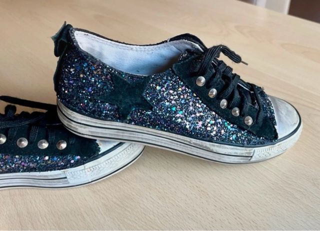 Sneakers Ovyé donna nere glitterate num 39