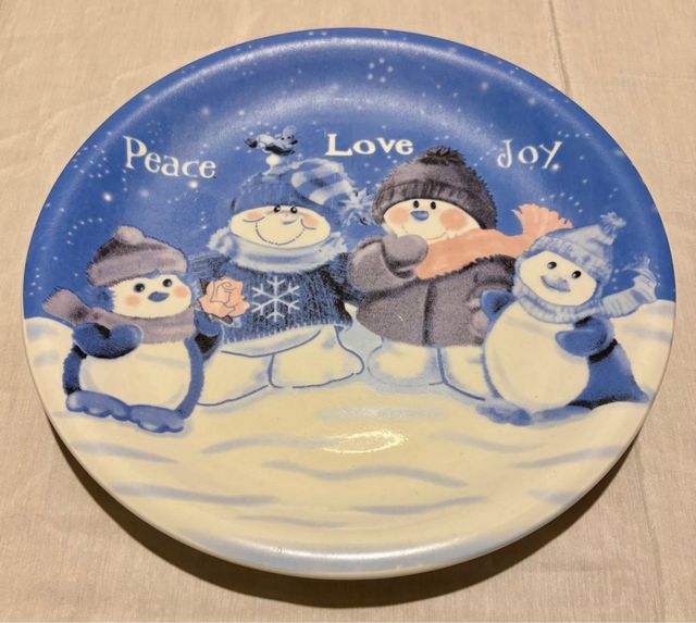 Piatto Natale con Pupazzi di Neve