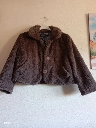 Chaqueta corta pelo marrón talla única