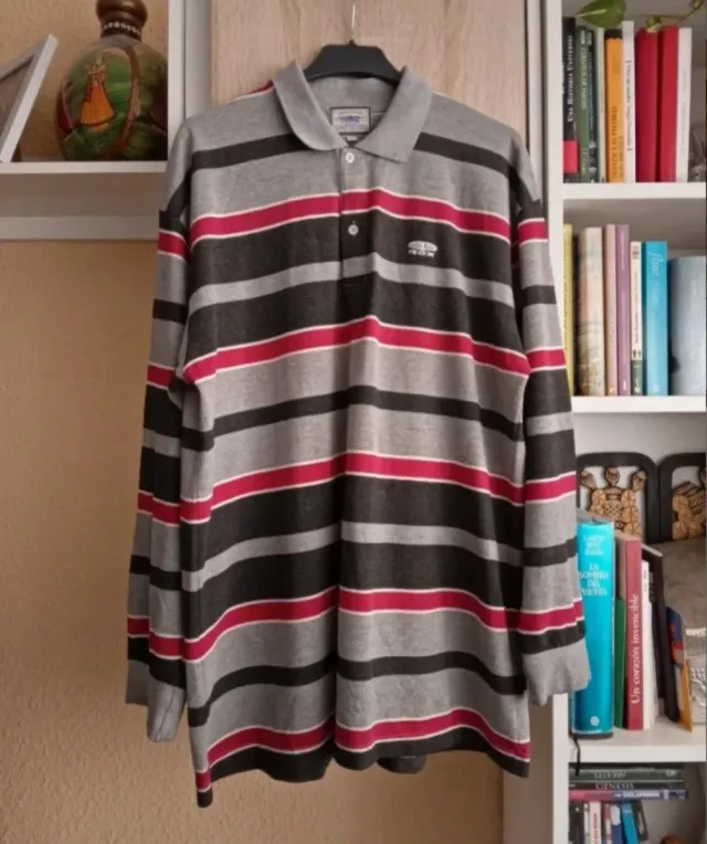 (L) Polo de manga larga a rayas de Rox