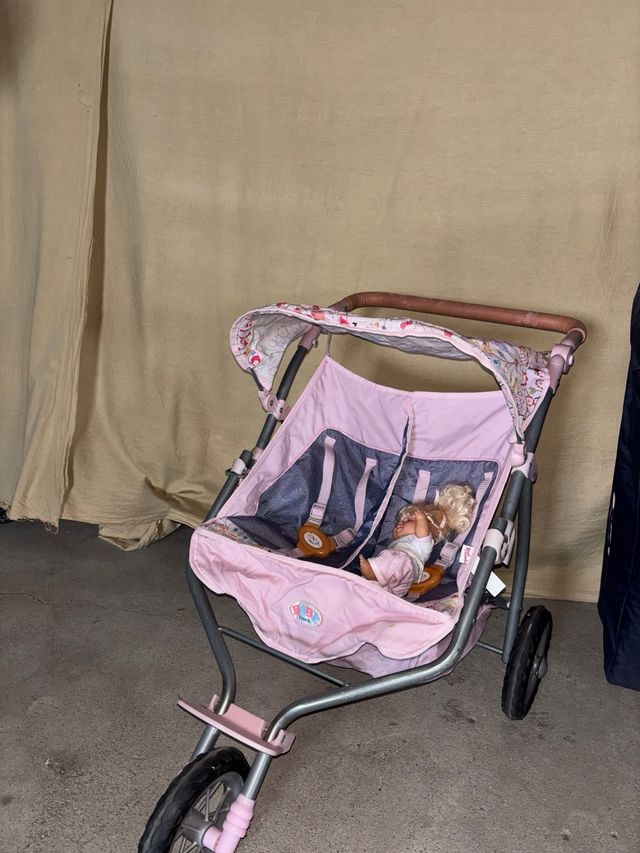 Carrito Muñecas Baby Born Doble Rosa