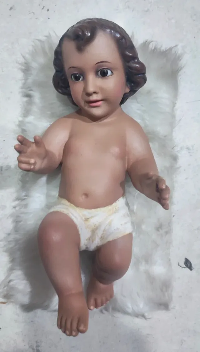 Antiguo Niño Jesús terracota/barro. Unos 25 cm