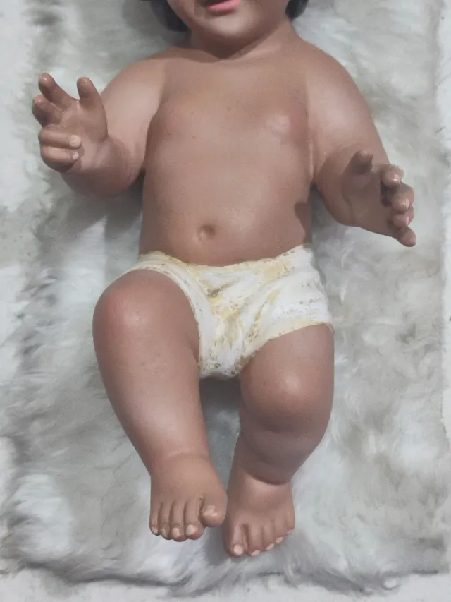 Antiguo Niño Jesús terracota/barro. Unos 25 cm