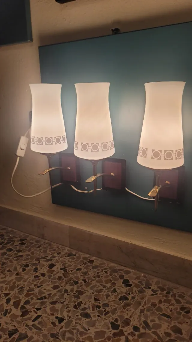 Applique anni '60 ottone e teak