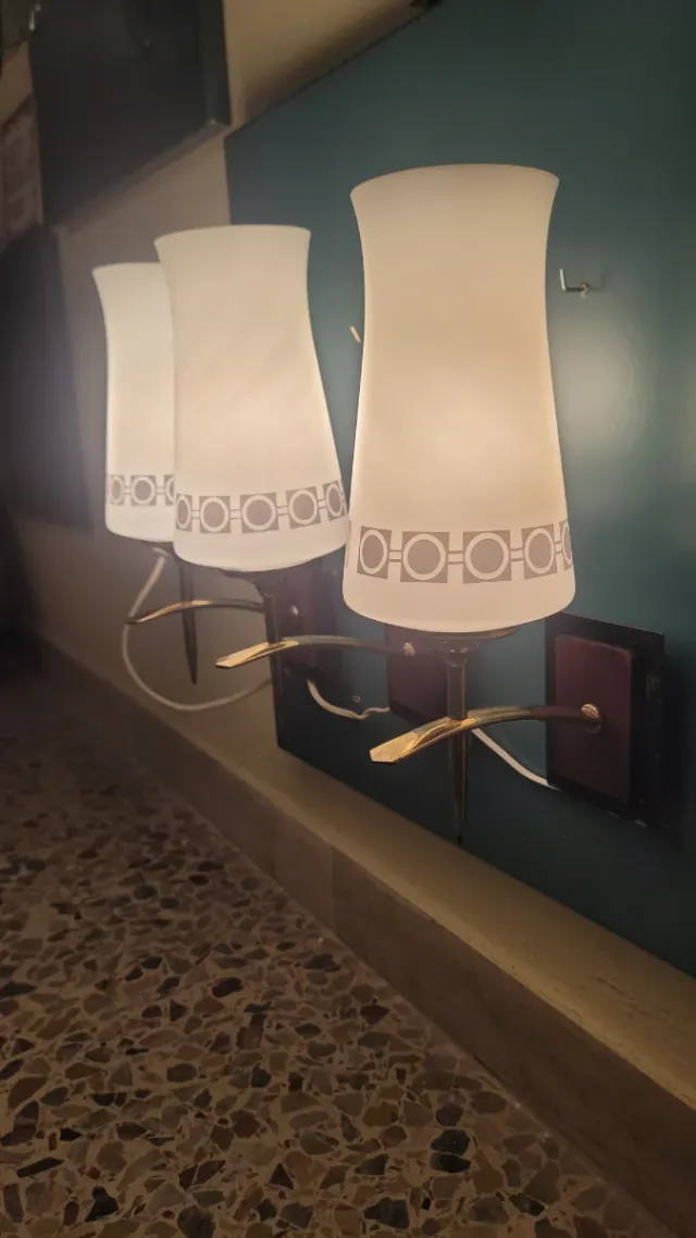 Applique anni '60 ottone e teak