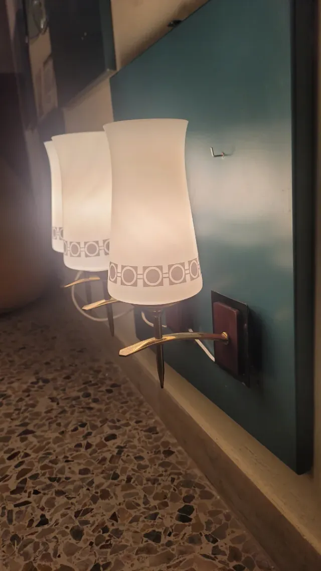 Applique anni '60 ottone e teak