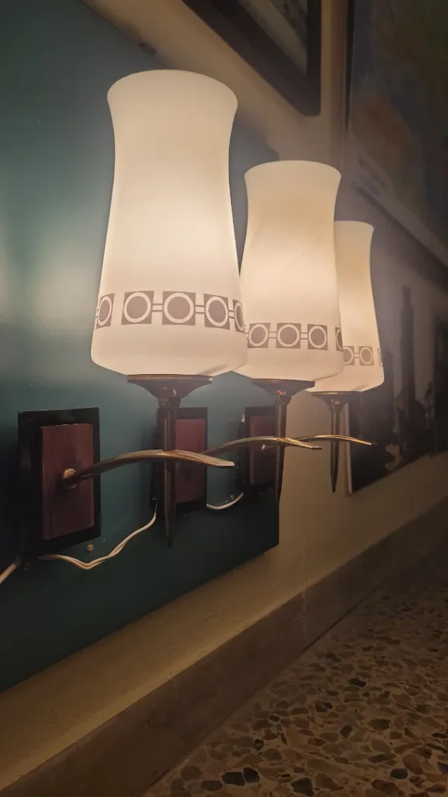 Applique anni '60 ottone e teak