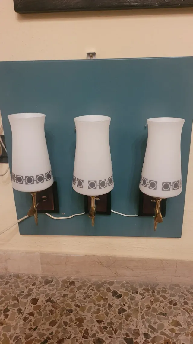 Applique anni '60 ottone e teak