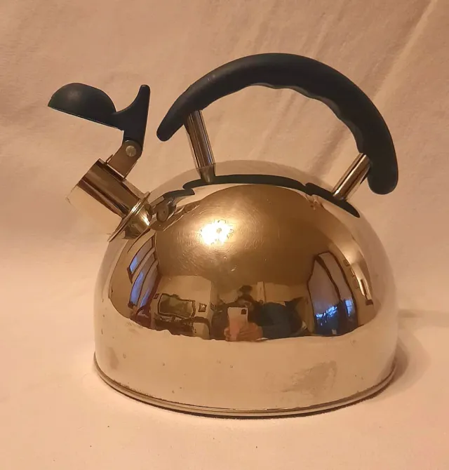 Teiera in metallo e plastica