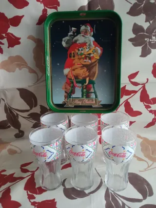 Coca-Cola 6 bicchieri + vassoio vintage