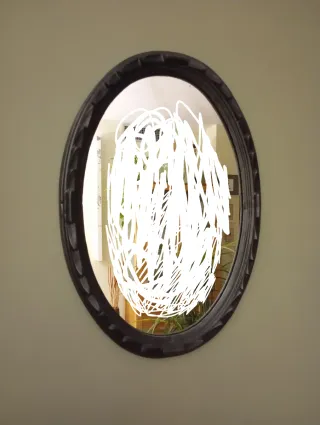 Espejo Ovalado Negro Marco Escayola