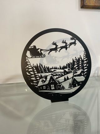 Decorazione Natalizia Babbo Natale Slitta Renne