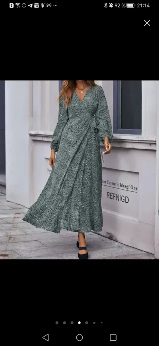 Vestido largo estampado verde talla L mujer woman