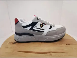 Zapatillas Lamborghini Hombre Gris y Blanco