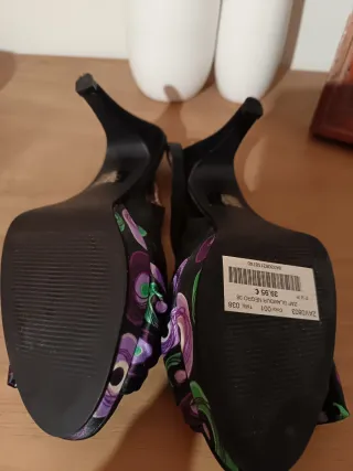 Sandalias de Fiesta con lazo morado-verde